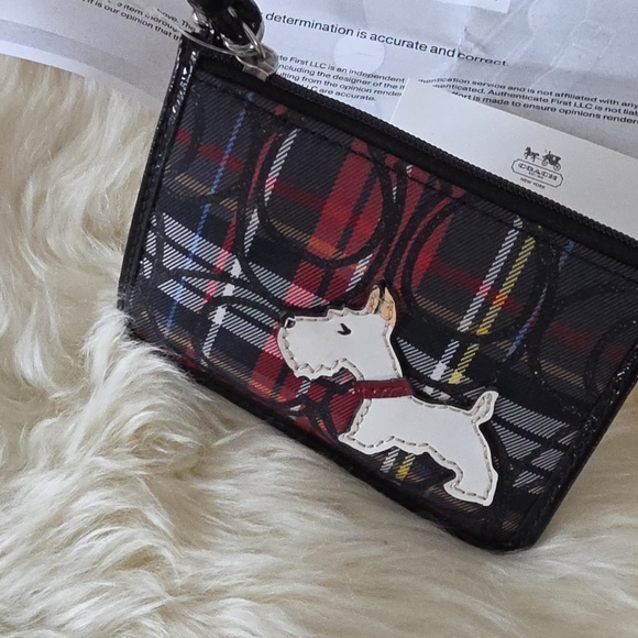 Adorable NWT Coach Signature Tartan Scotty Dog Mini Skinny ID Wallet β€οΈπβπ¦ΊπΎπ€ - Picture 15 of 16